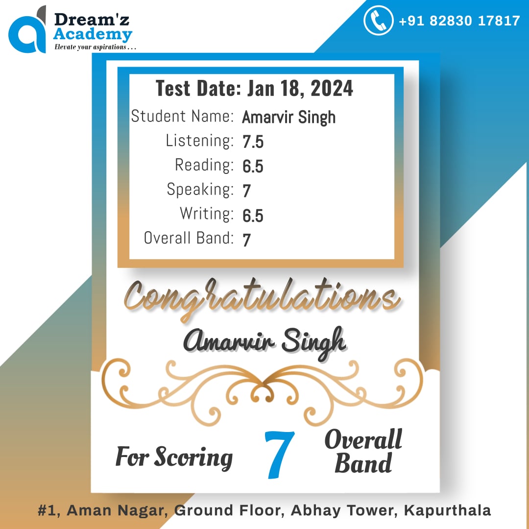 IELTS result 1 — scorecard